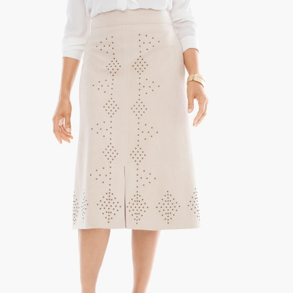 Chico's Faux Suede Midi Skirt size 1